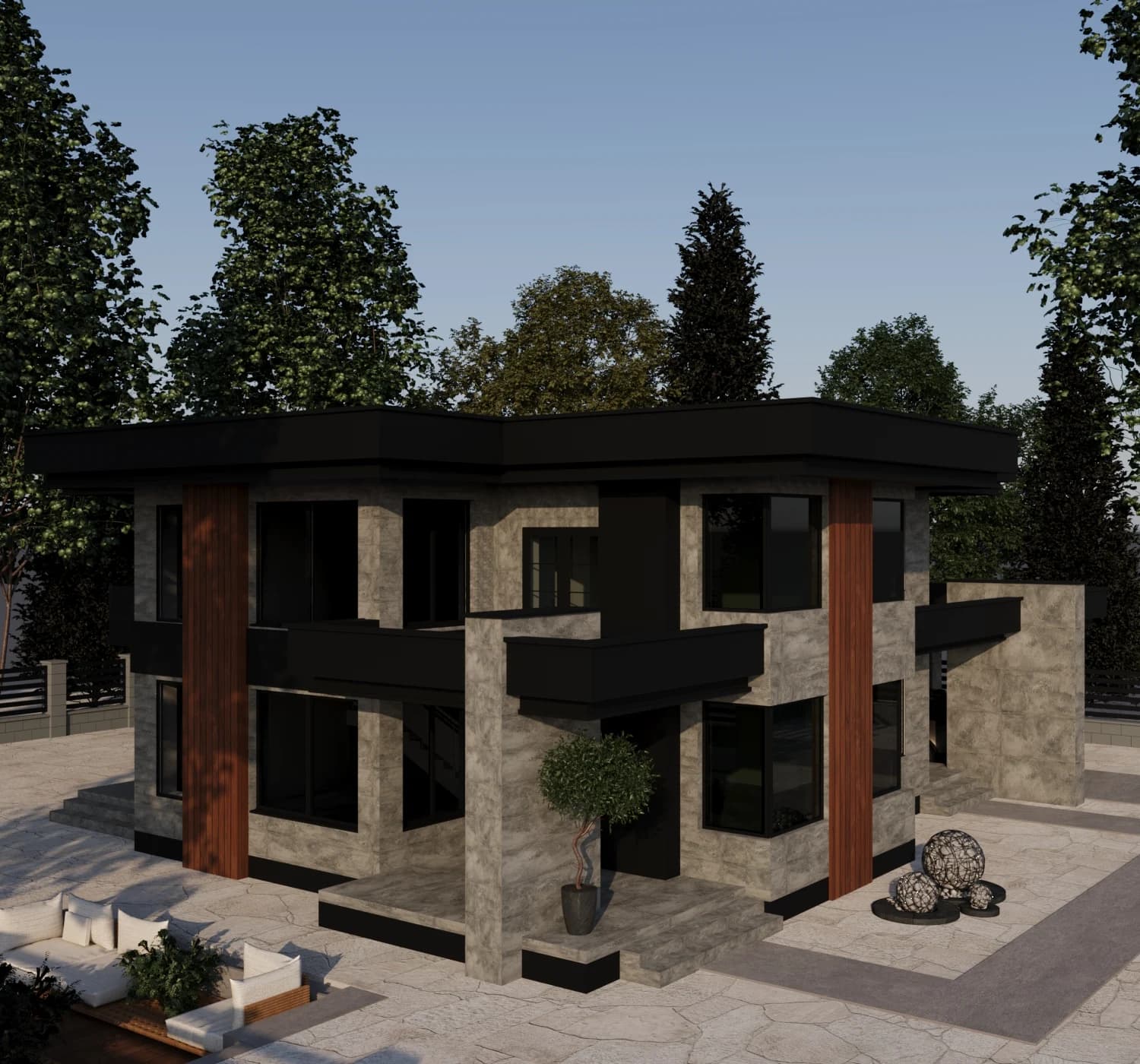 Modern ailə evi — İki mərtəbəli minimalist yaşayış evi